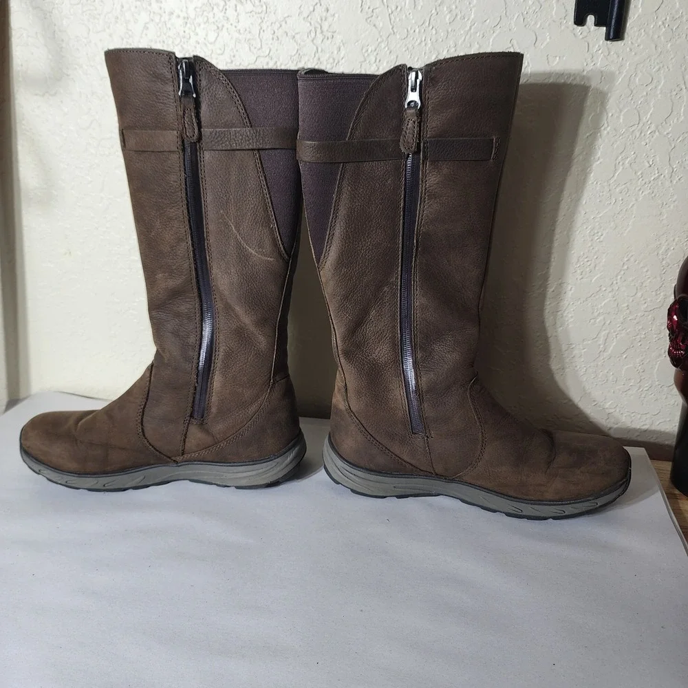 Eddie Bauer Huntley Tall Dark Brown Leather Boots Womens 8 61692237 FH20